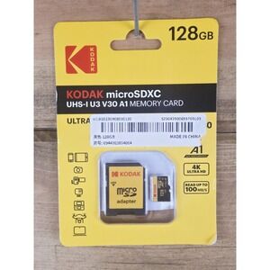 KODAK Micro SD Card + Adapter | 128GB Class 10, A1 Flash Memory